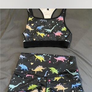 & Other Stories Black Dinosaur Print Activewear Set